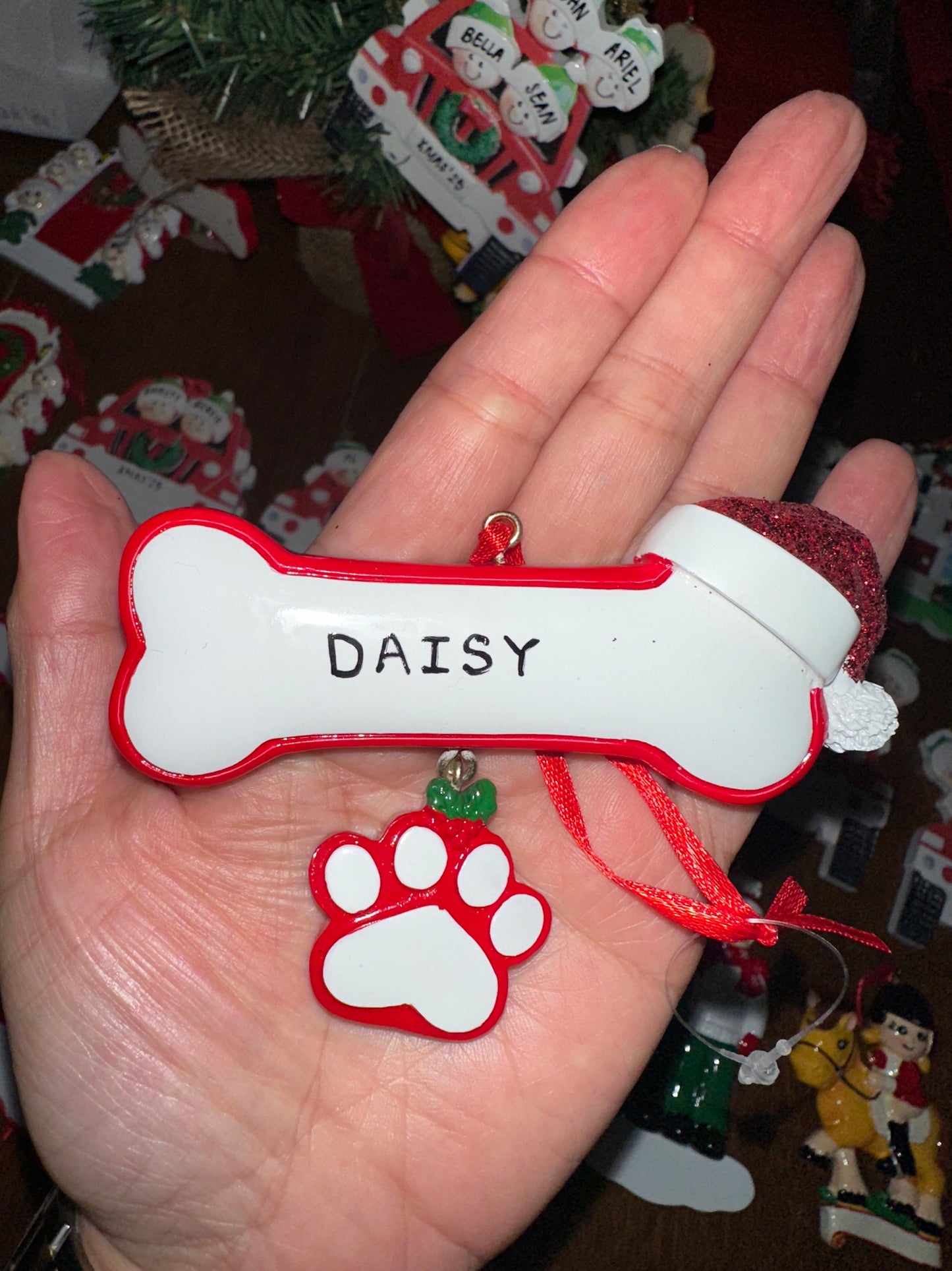 Personalized Dog Bone Ornament with Name | Custom Pet Christmas Ornament | Dog Lover Gift | Puppy Name Ornament | Holiday Pet Keepsake