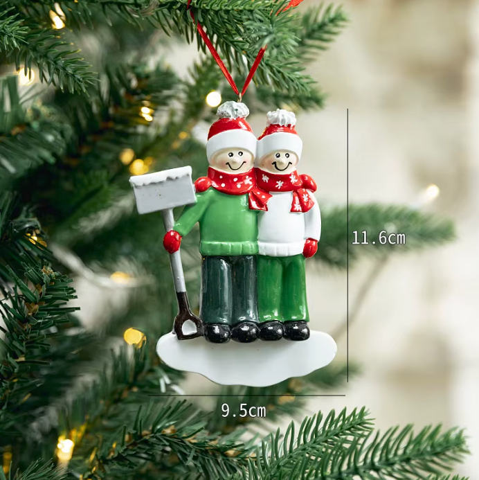 Personalized Couple with Snow Shovel Ornament | Custom Winter Gift