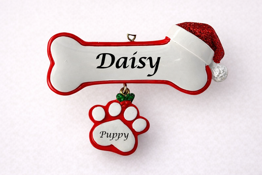 Personalized Dog Bone Ornament with Name | Custom Pet Christmas Ornament | Dog Lover Gift | Puppy Name Ornament | Holiday Pet Keepsake