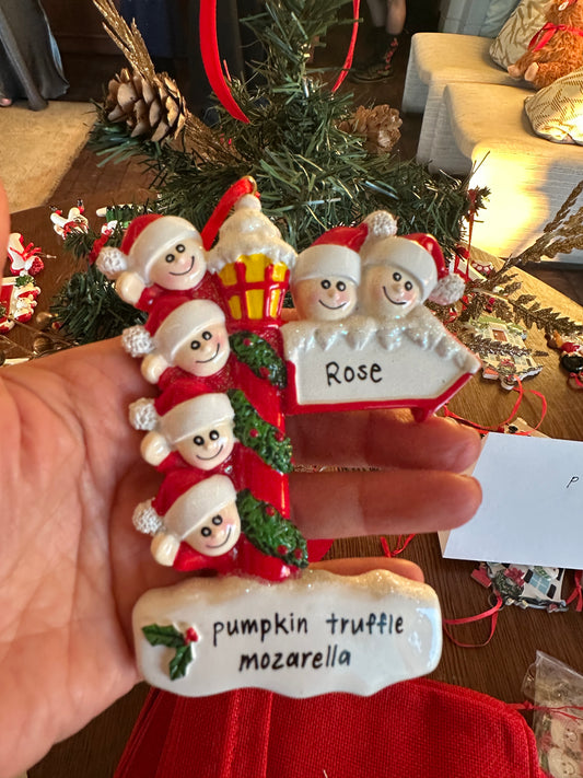 Personalized Family of 6 Christmas Ornament | Lamp Post & Arrow Design | Custom Family Names