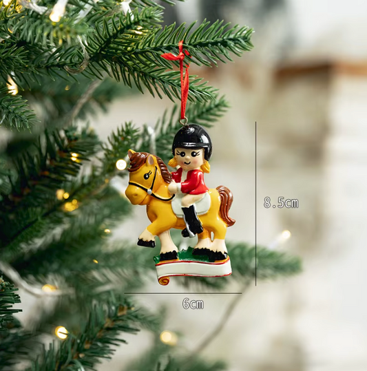 Personalized Horse Rider Girl Ornament | Custom Equestrian Christmas Gift | Hand-Painted Resin Keepsake