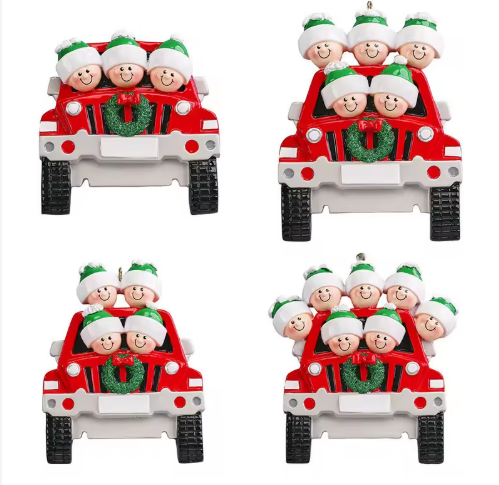 Personalized Family Christmas Ornament – Red Truck – 2 to 6 Names