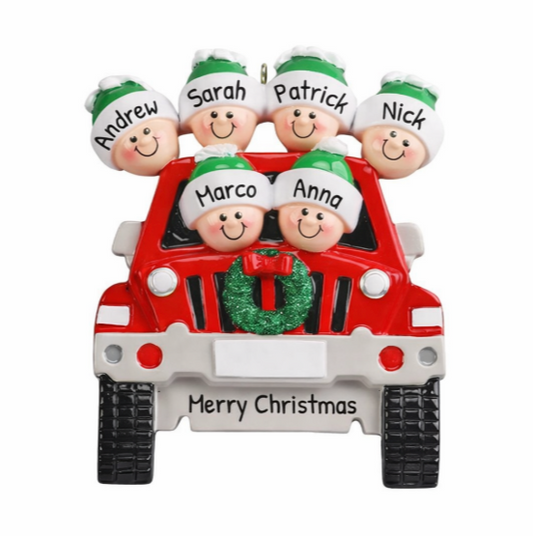 Personalized Family Christmas Ornament – Red Truck – 2 to 6 Names
