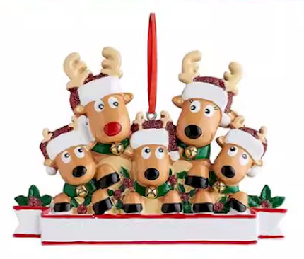 🎄 Pre-Order | Personalized Reindeer Family Ornament – Custom Christmas Tree Decoration (2–8 Reindeer)