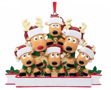 🎄 Pre-Order | Personalized Reindeer Family Ornament – Custom Christmas Tree Decoration (2–8 Reindeer)